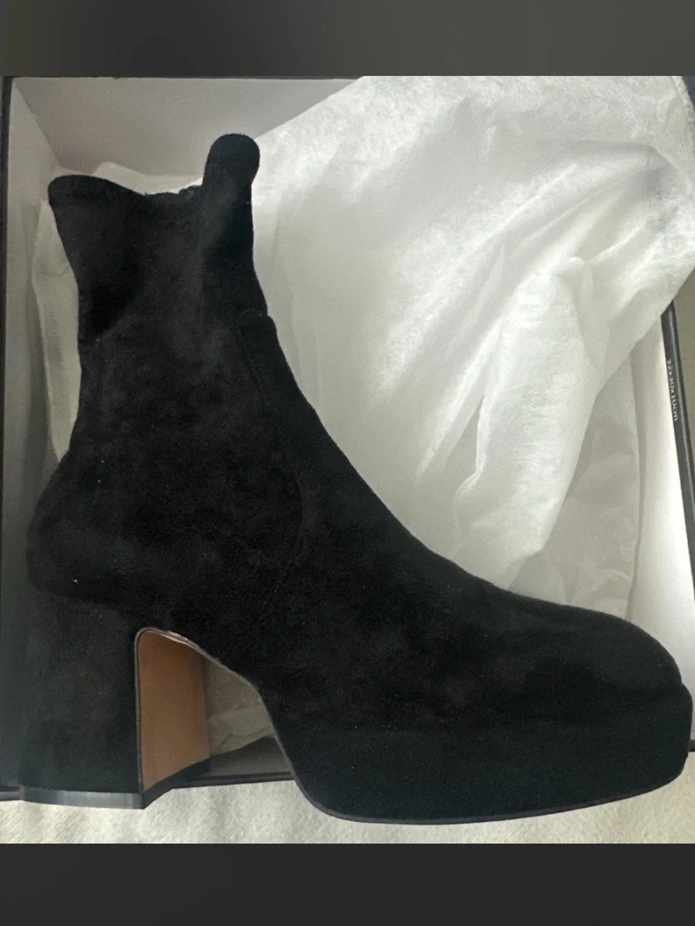 Black Suede Platform Block Heel Ankle Booties